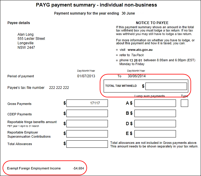Mygov payment summary
